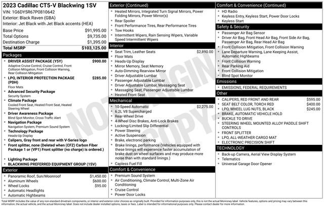 Certified 2023 Cadillac CT5 V Blackwing w/ Driver Assist Package image 39