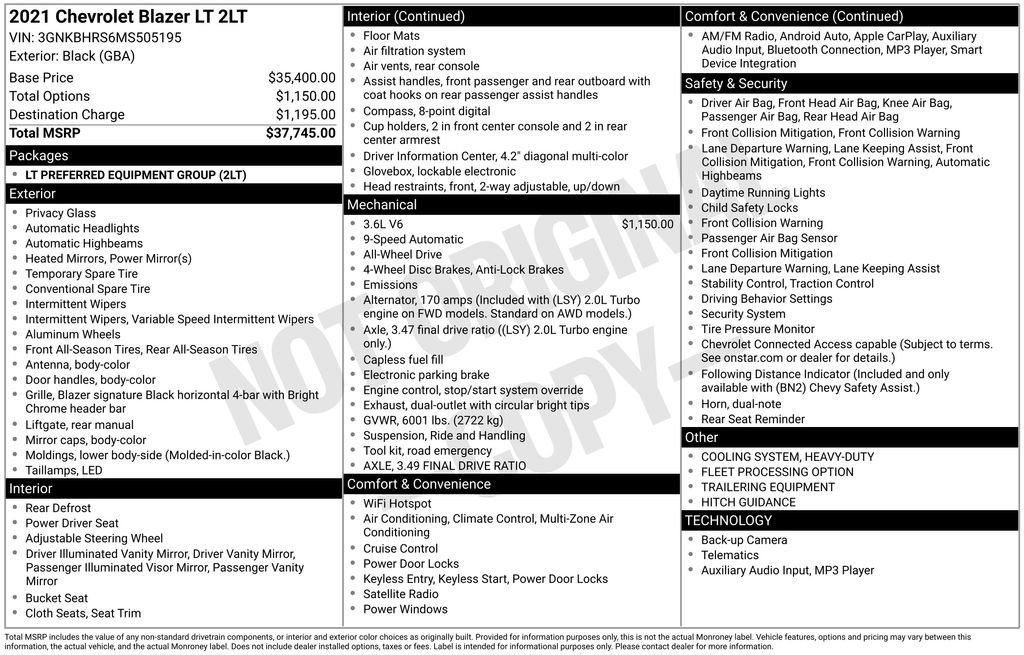 Used 2021 Chevrolet Blazer LT image 37