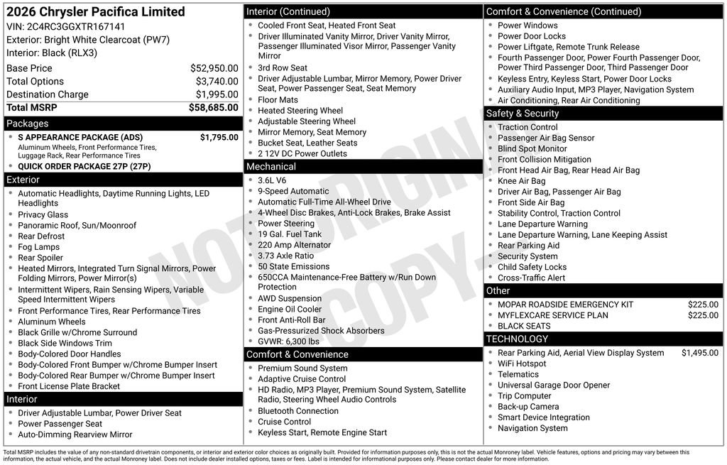 New 2026 Chrysler Pacifica Limited w/ S Appearance Package image 6