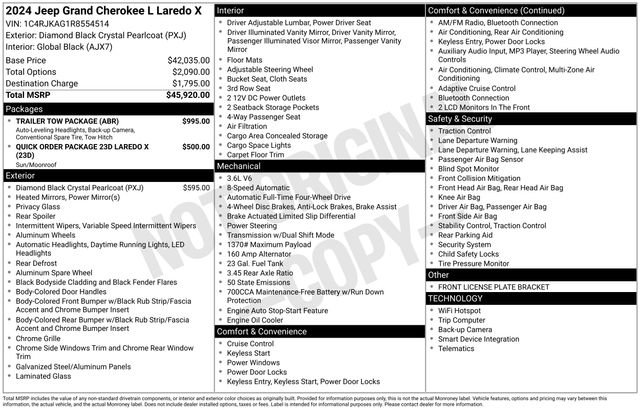 New 2024 Jeep Grand Cherokee L Laredo w/ Trailer Tow Package AWD/4WD image 5