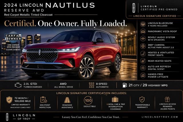 Certified 2024 Lincoln Nautilus Reserve w/ Equipment Group 202A AWD/4WD image 3