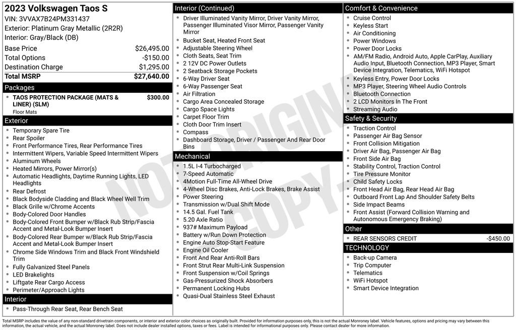 Used 2023 Volkswagen Taos S image 37
