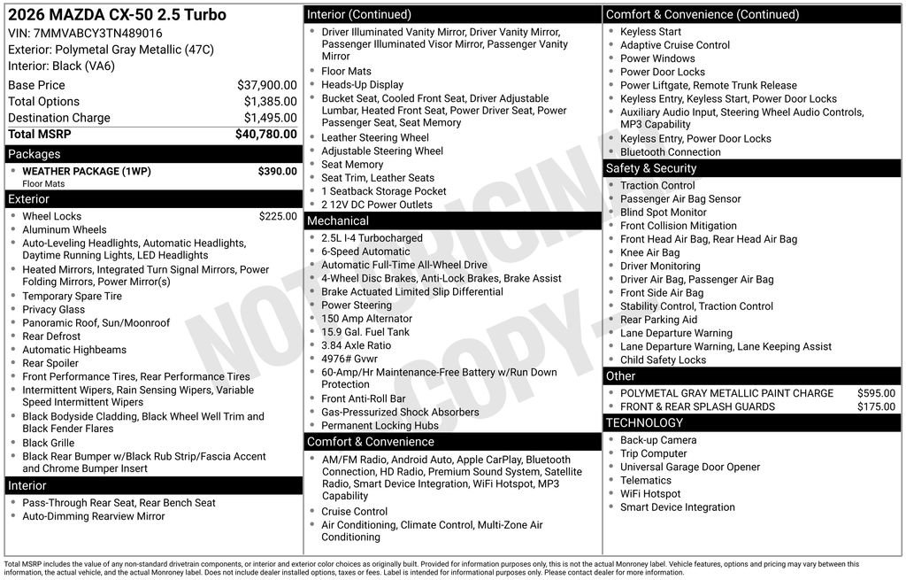 New 2026 MAZDA CX-50 AWD 2.5 S w/ Weather Package image 7