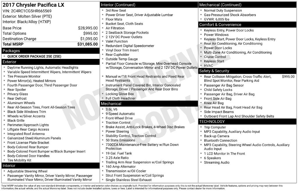 Used 2017 Chrysler Pacifica LX FWD image 30