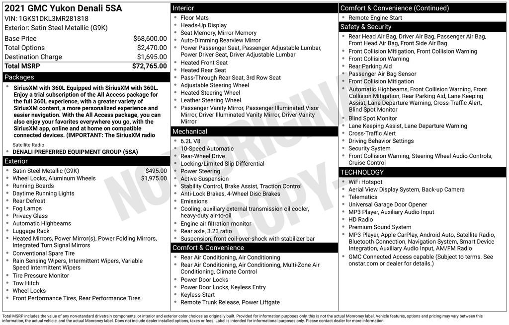 Used 2021 GMC Yukon Denali RWD image 41