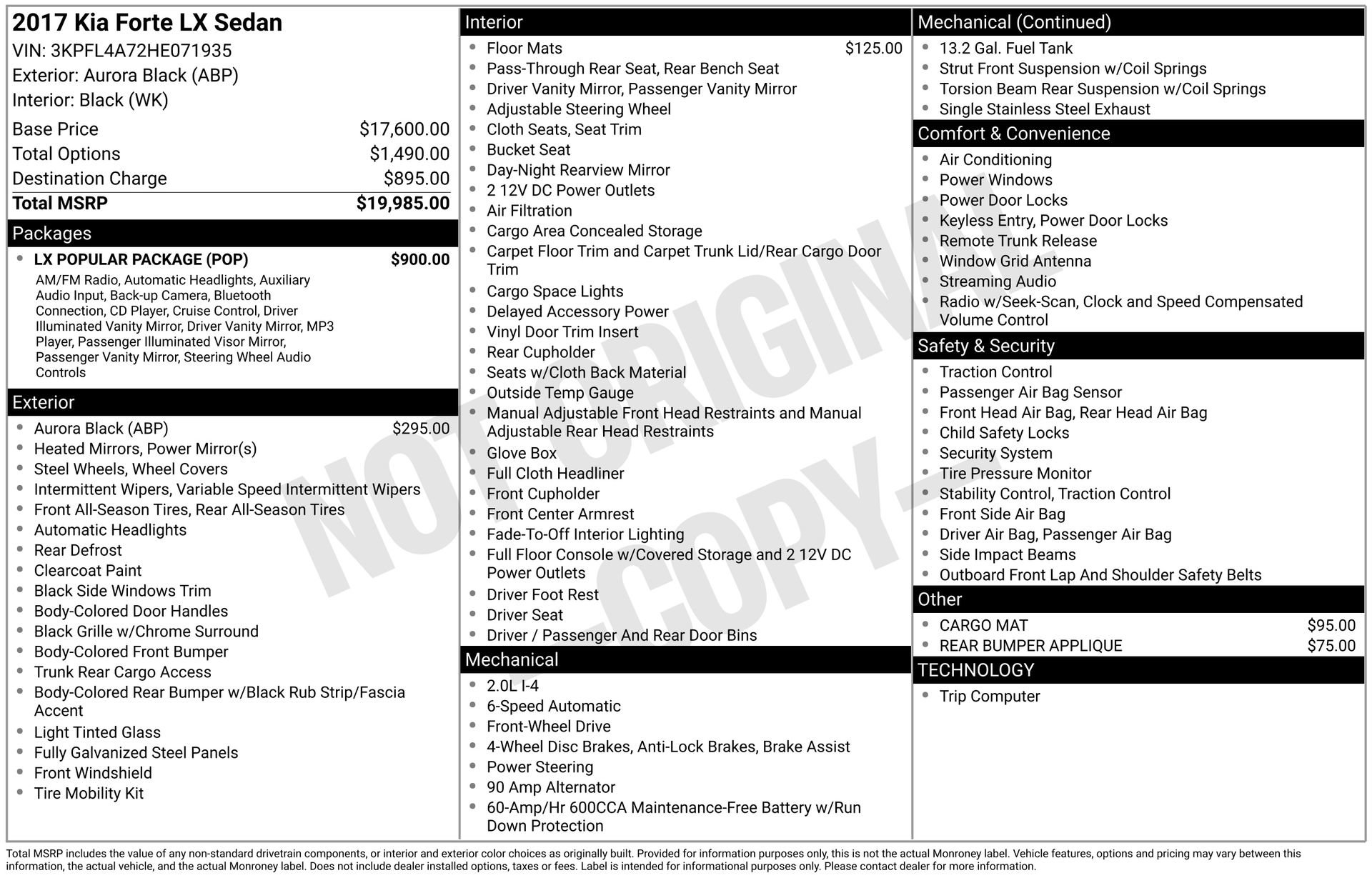 Used 2017 Kia Forte LX w/ LX Popular Package image 3