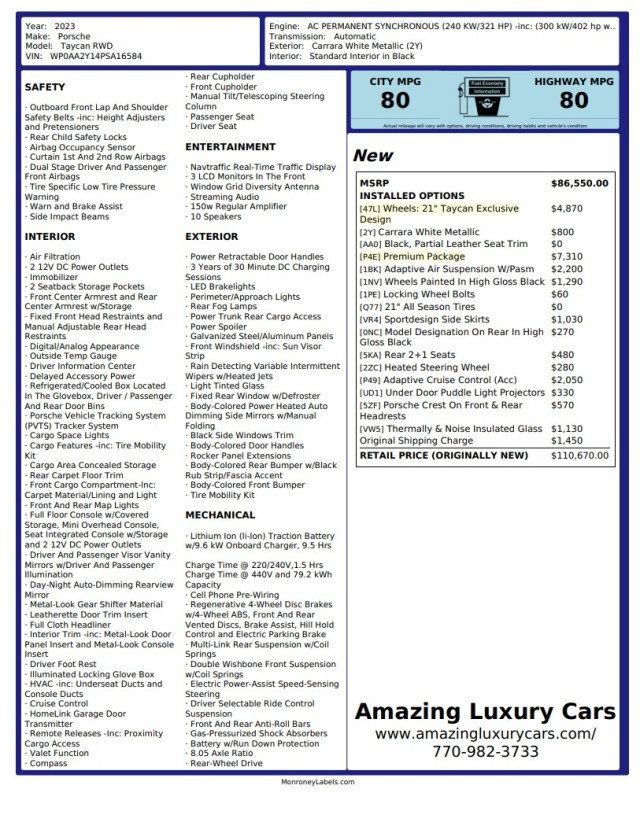 Used 2023 Porsche Taycan w/ Premium Package RWD image 22