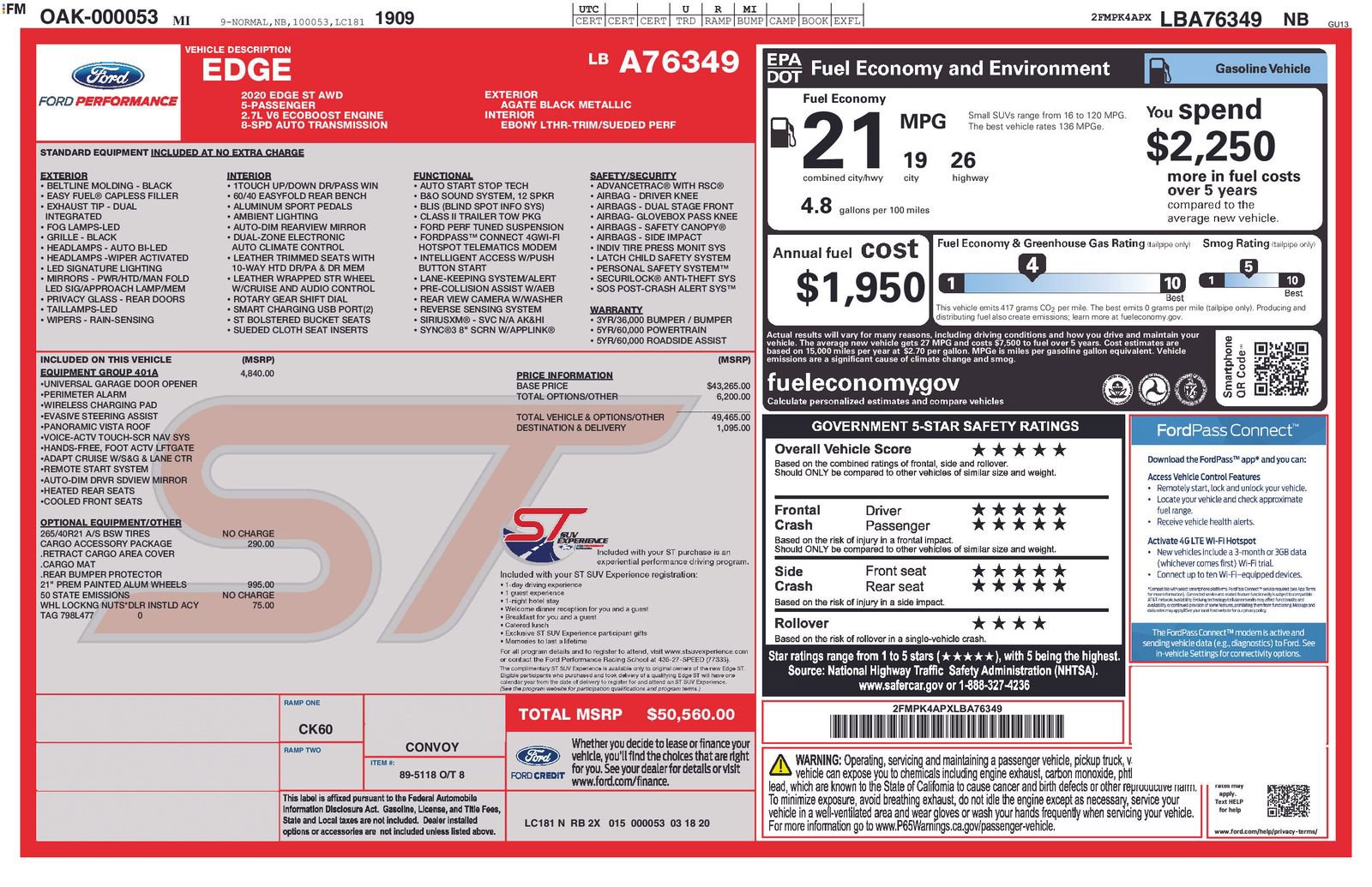 Used 2020 Ford Edge ST w/ Equipment Group 401A image 7