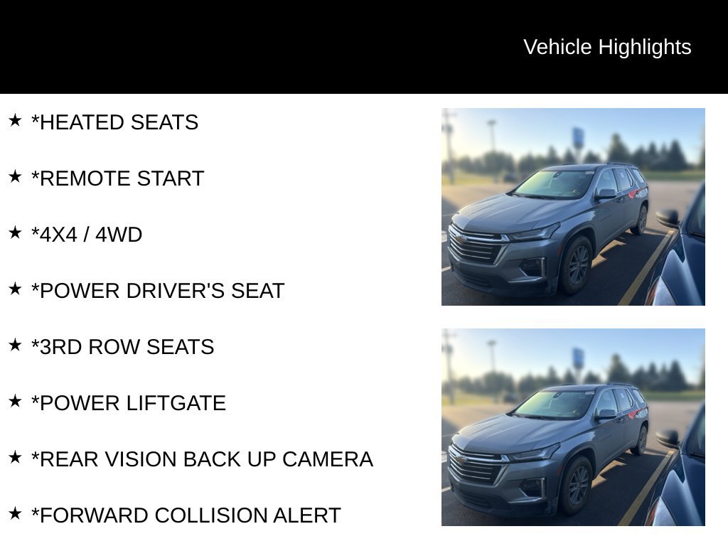 Used 2023 Chevrolet Traverse LT w/ LPO, Floor Liner Package AWD/4WD image 2