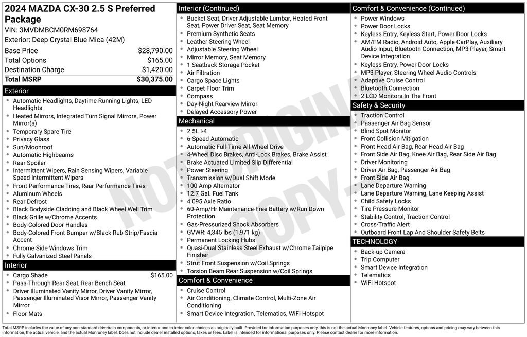 Certified 2024 MAZDA CX-30 AWD 2.5 S w/ Preferred Package image 5