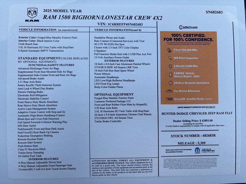 Certified 2025 RAM 1500 Big Horn image 2