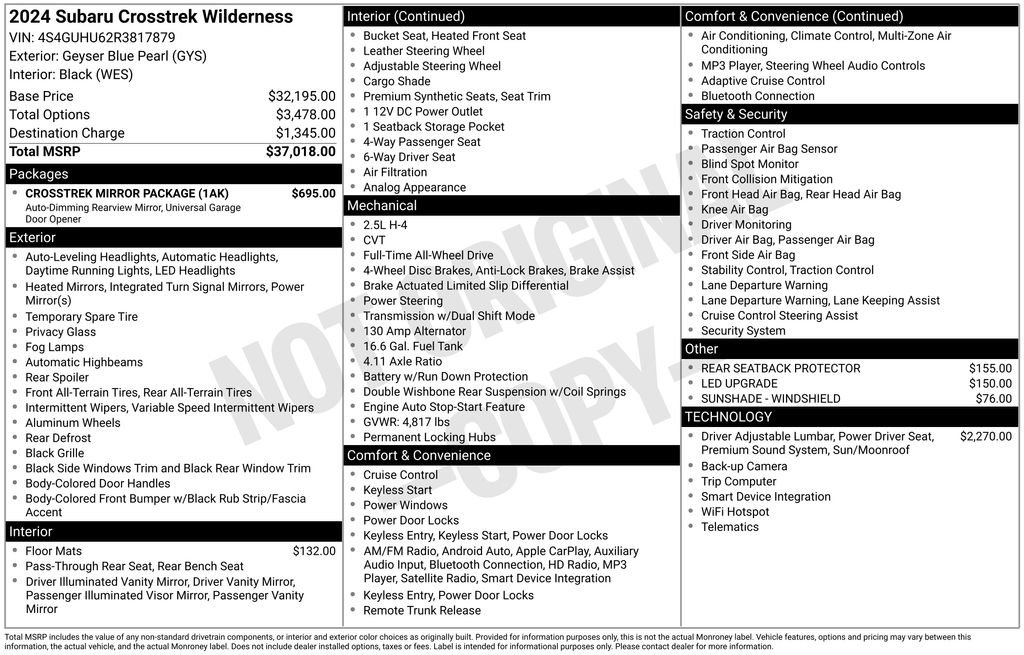 Used 2024 Subaru Crosstrek 2.5i Wilderness w/ Crosstrek Mirror Package AWD/4WD image 3