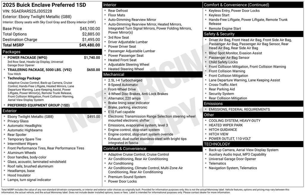 New 2025 Buick Enclave Preferred w/ Power Package image 35