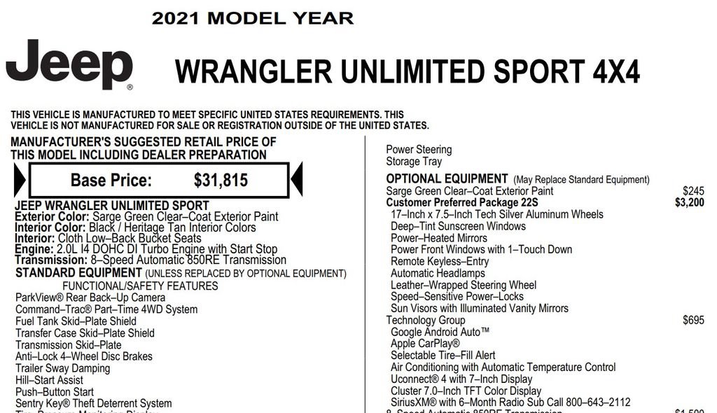 Used 2021 Jeep Wrangler Unlimited Sport AWD/4WD image 15