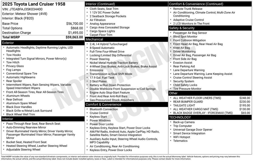 Used 2025 Toyota Land Cruiser 1958 AWD/4WD image 45
