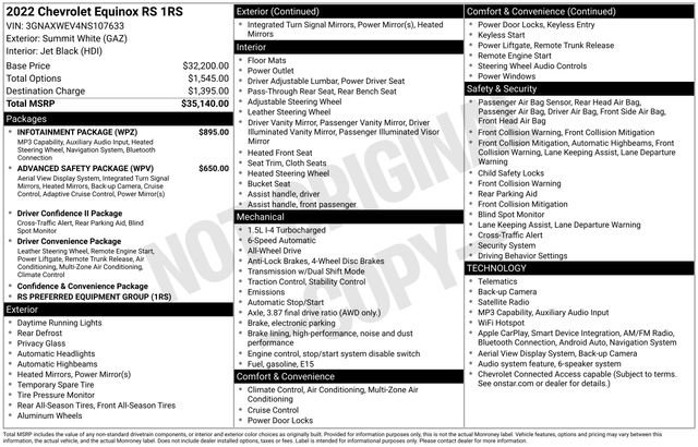 Used 2022 Chevrolet Equinox RS w/ Infotainment Package image 38