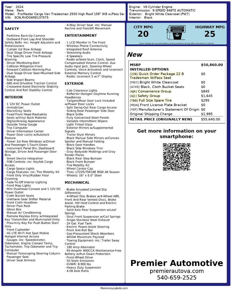 Used 2024 RAM ProMaster 2500 w/ Safety Group image 2