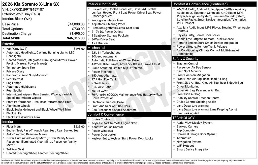 New 2026 Kia Sorento SX AWD/4WD image 4
