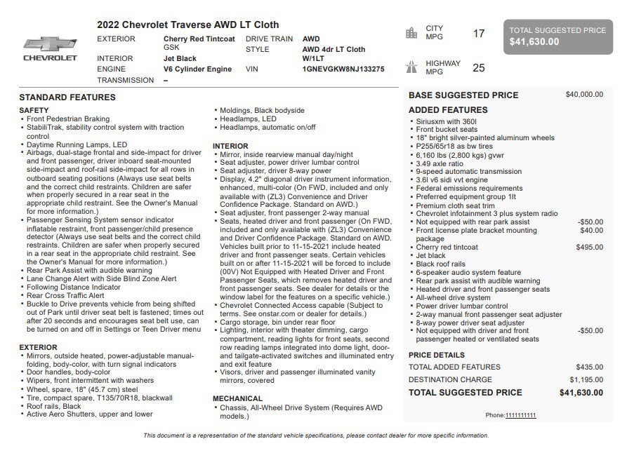 Certified 2022 Chevrolet Traverse LT AWD/4WD image 35