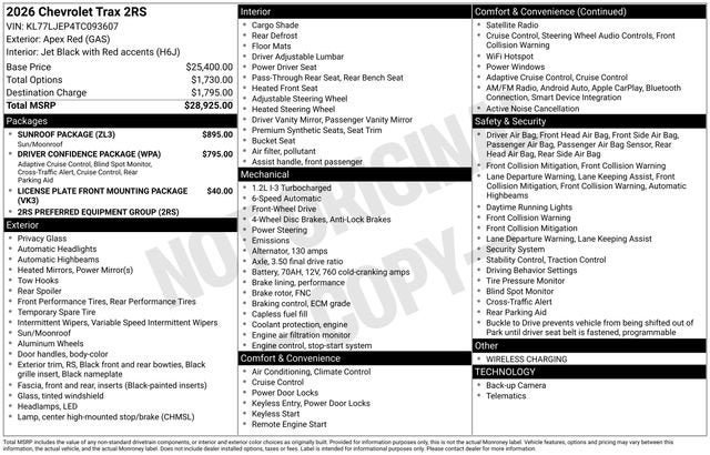 New 2026 Chevrolet Trax RS w/ Sunroof Package FWD image 4