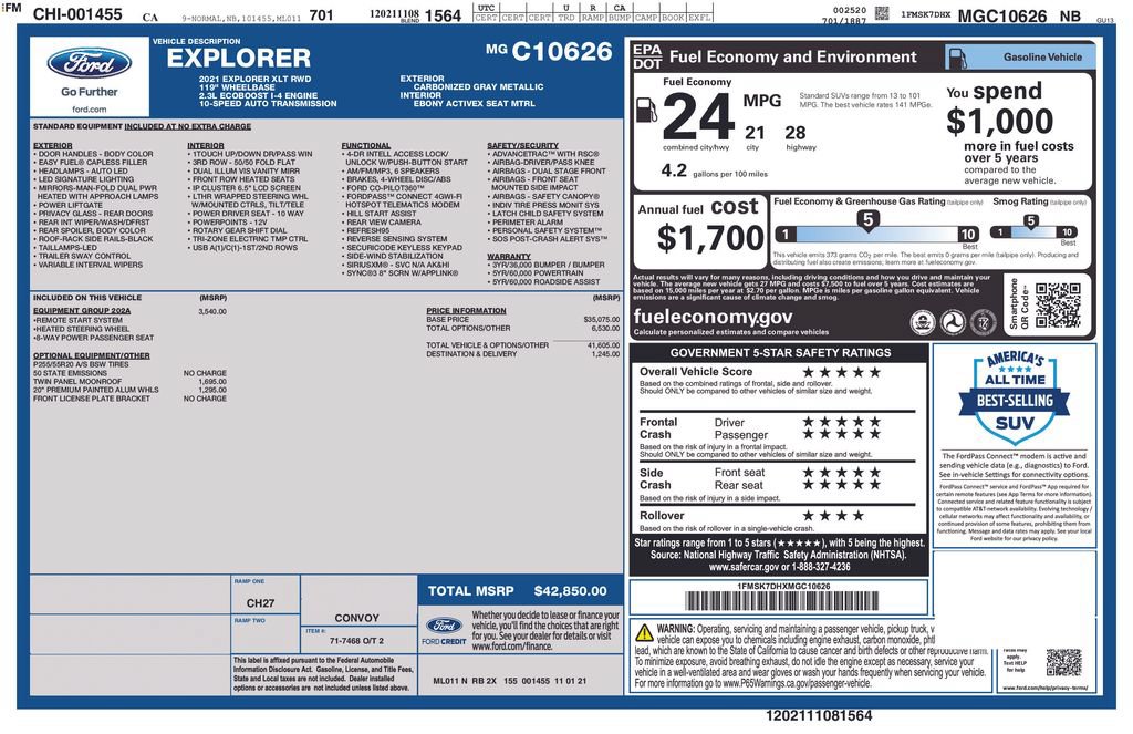 Certified 2021 Ford Explorer XLT w/ Equipment Group 202A RWD image 3