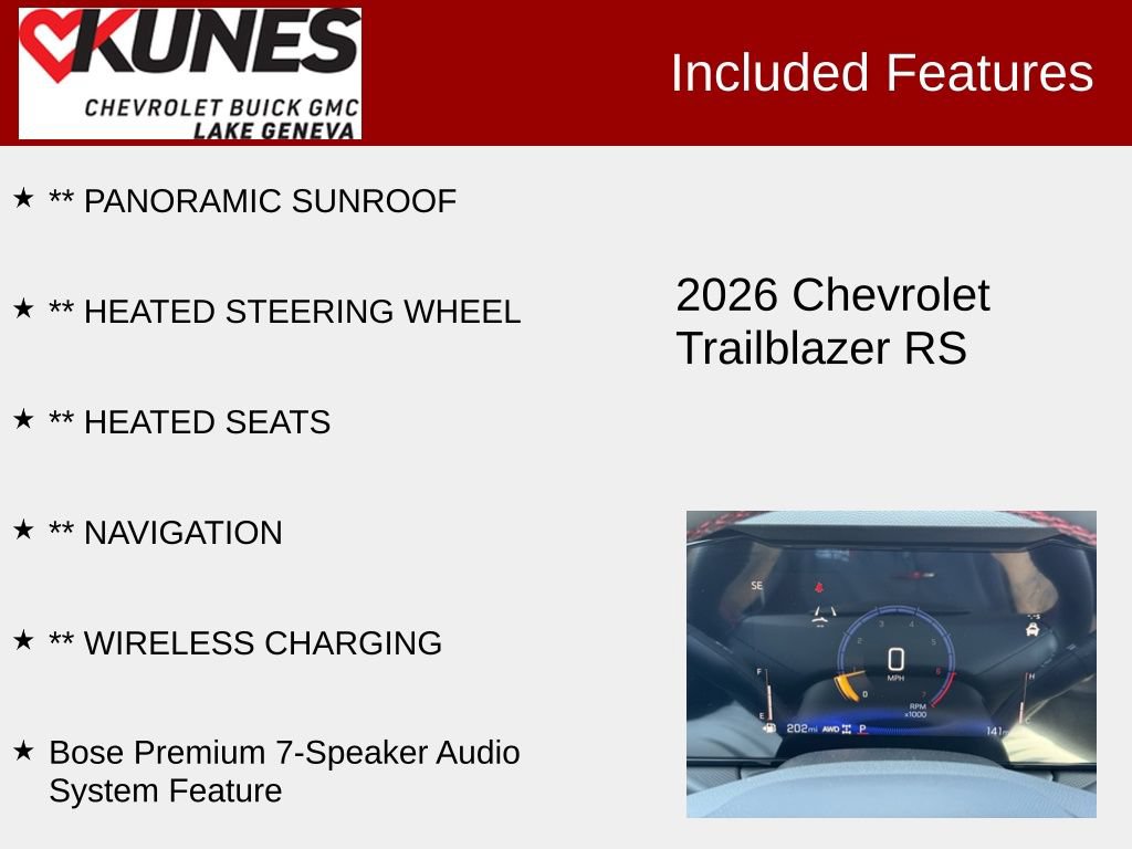 New 2026 Chevrolet TrailBlazer RS w/ Convenience Package AWD/4WD image 3