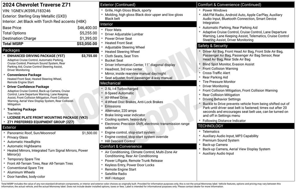 Certified 2024 Chevrolet Traverse Z71 w/ Enhanced Driving Package AWD/4WD image 4