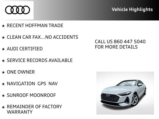 Certified 2025 Audi A5 2.0T Premium w/ Convenience Package AWD/4WD image 8