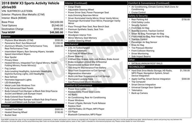 Used 2018 BMW X3 xDrive30i image 33