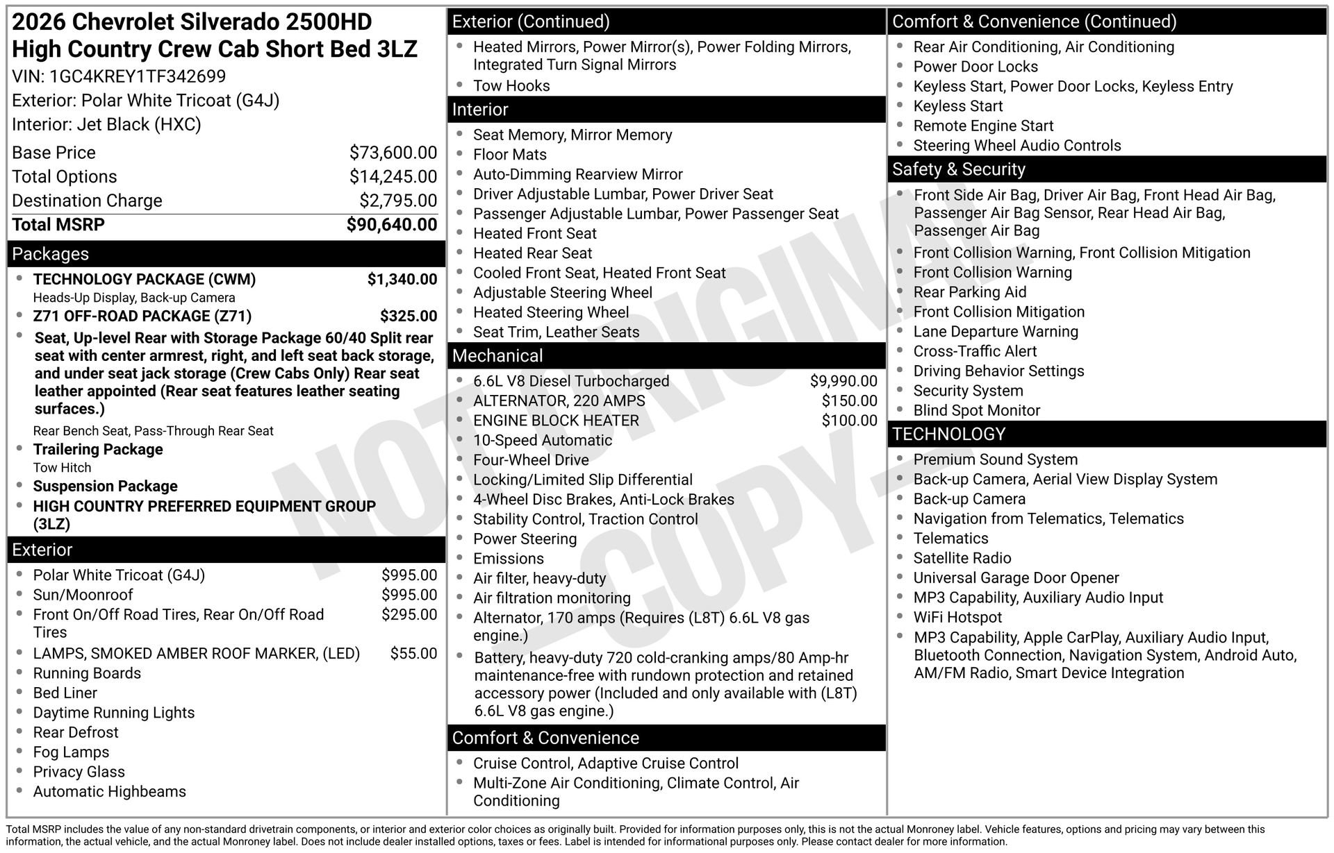 New 2026 Chevrolet Silverado 2500 High Country w/ Technology Package AWD/4WD image 5