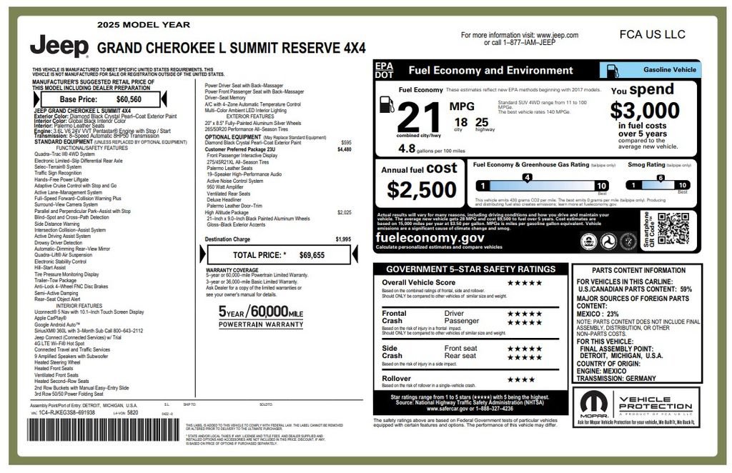 Certified 2025 Jeep Grand Cherokee L Summit AWD/4WD image 4