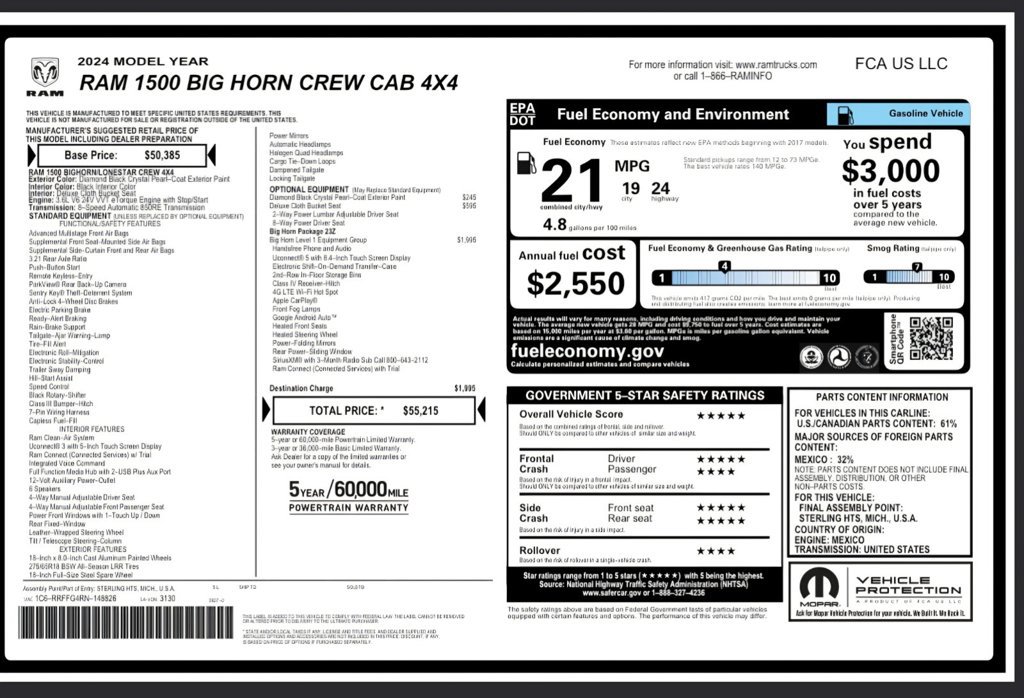 Used 2024 RAM 1500 Big Horn AWD/4WD image 2