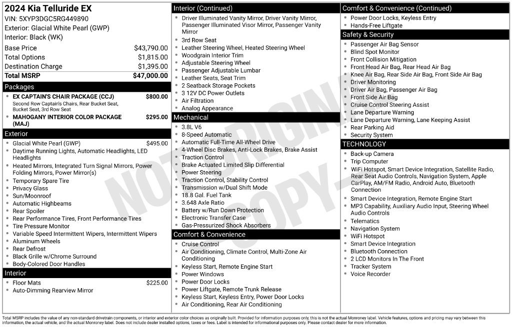 Certified 2024 Kia Telluride EX w/ EX Captain's Chair Package AWD/4WD image 37