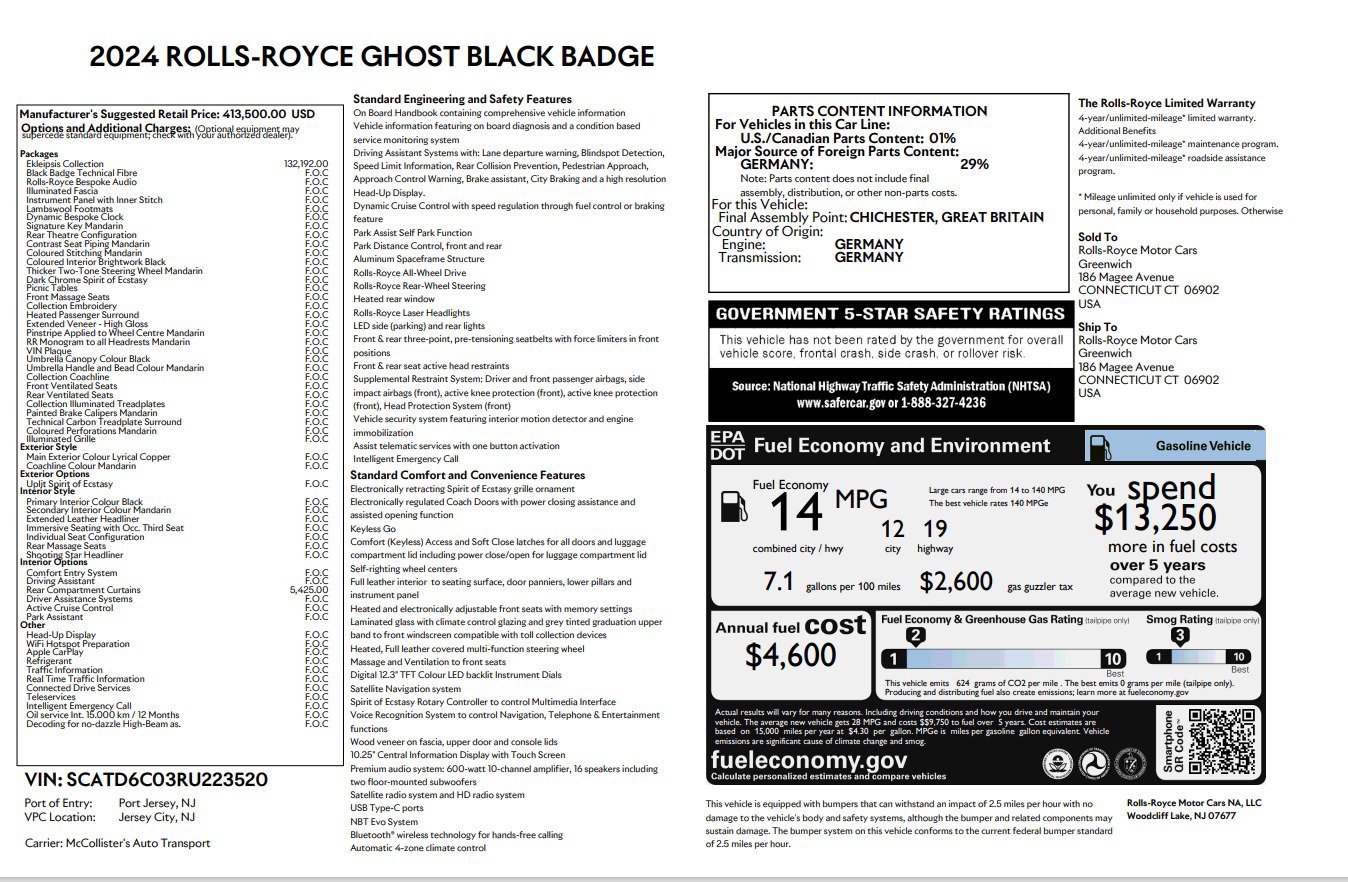 Certified 2024 Rolls-Royce Ghost Black Badge image 47