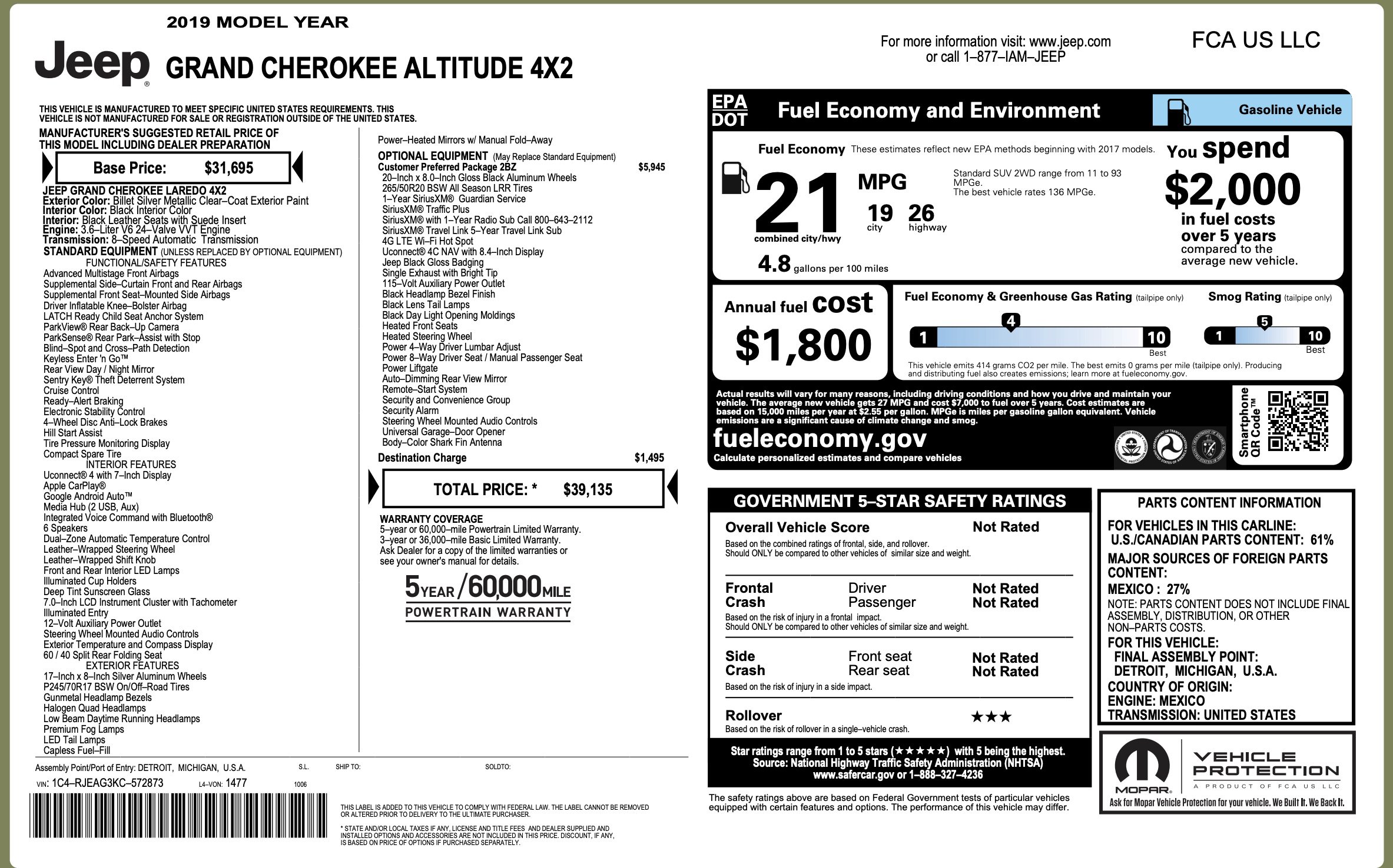 Used 2019 Jeep Grand Cherokee Altitude RWD image 5
