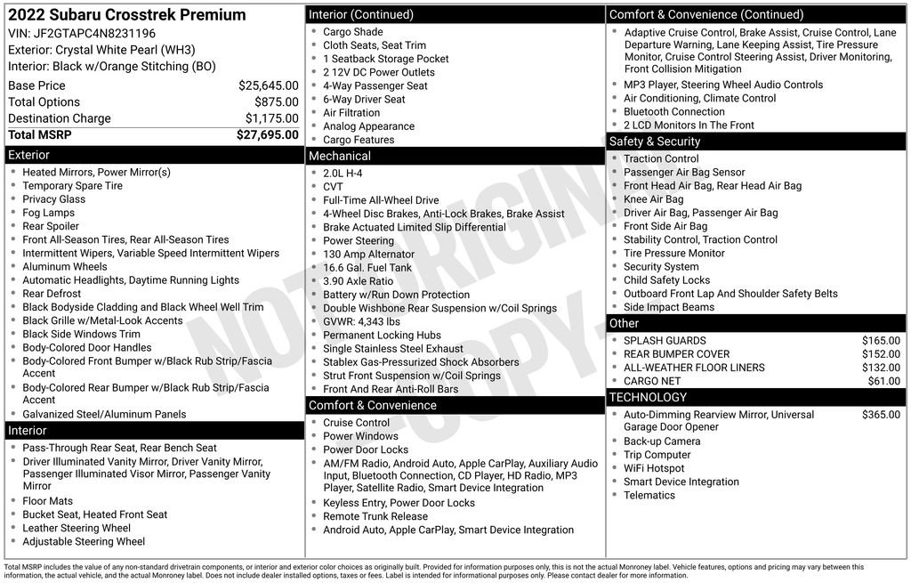 Used 2022 Subaru Crosstrek 2.0i Premium image 17