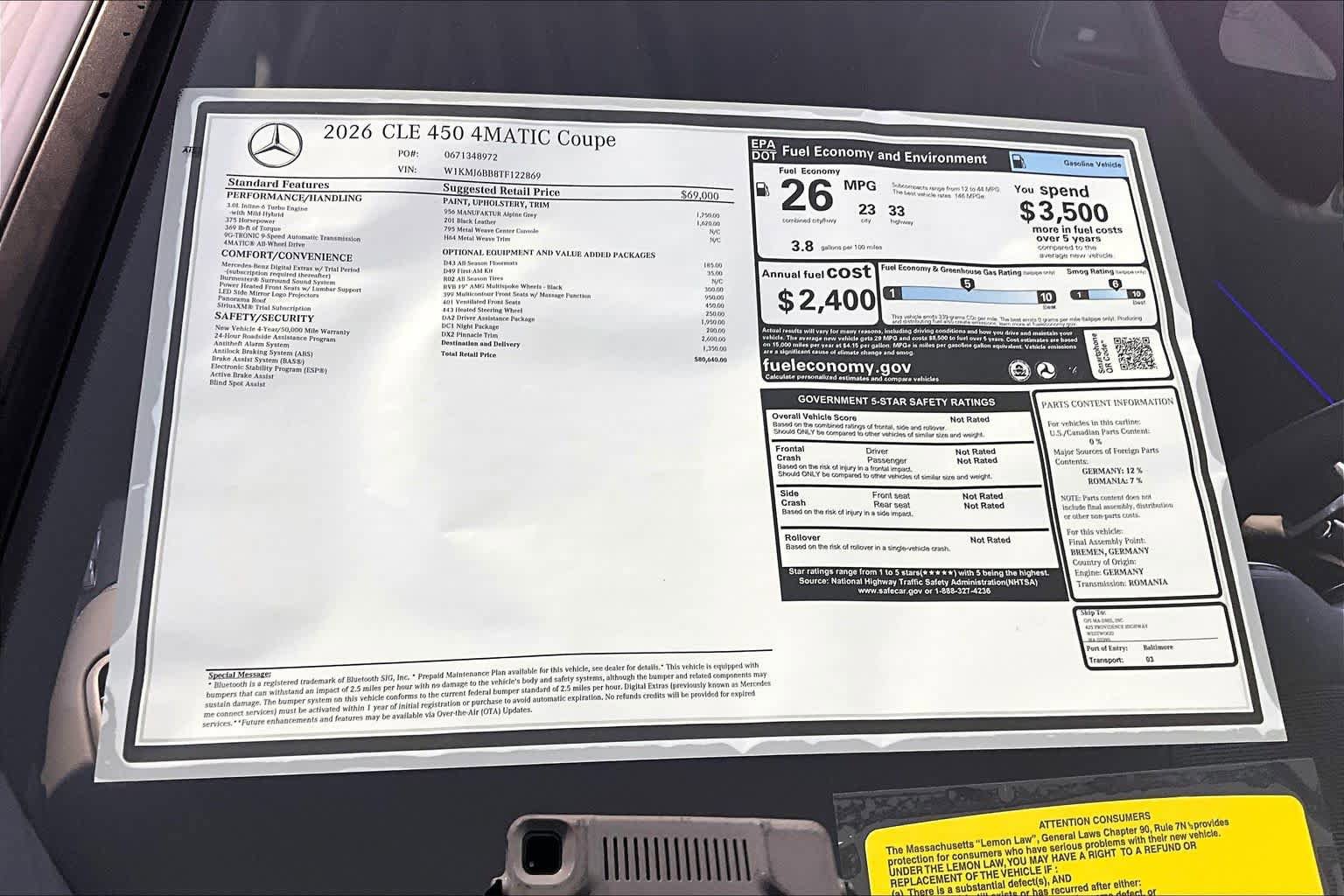 New 2026 Mercedes-Benz CLE 450 4MATIC Coupe image 18