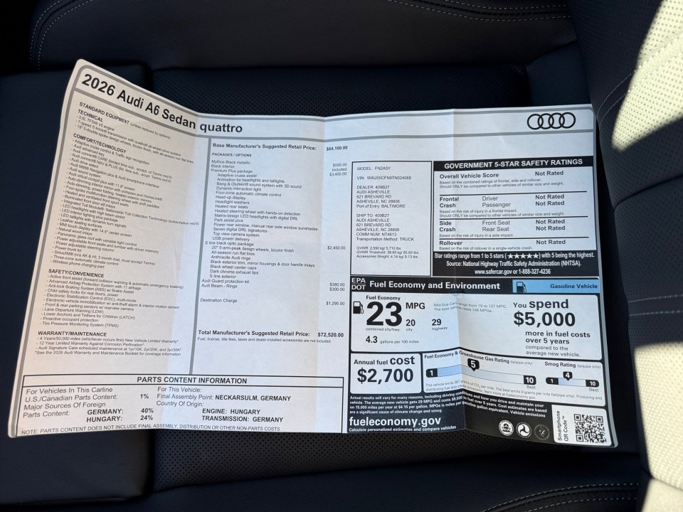 New 2026 Audi A6 Premium Plus AWD/4WD image 33