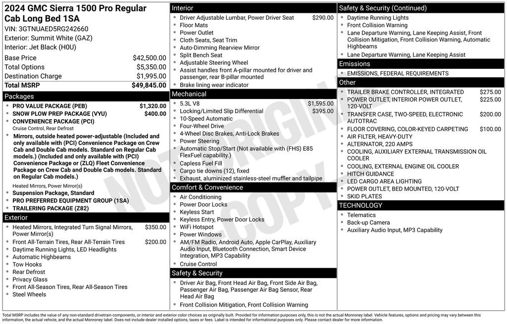 New 2024 GMC Sierra 1500 Pro w/ Pro Value Package image 33