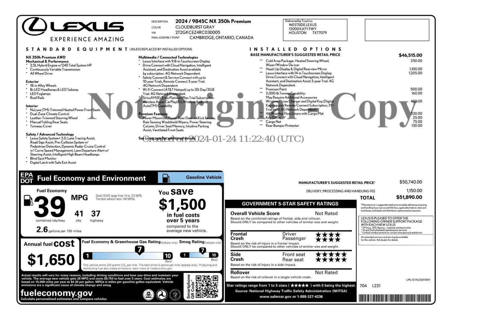Used 2024 Lexus NX 350h AWD image 56