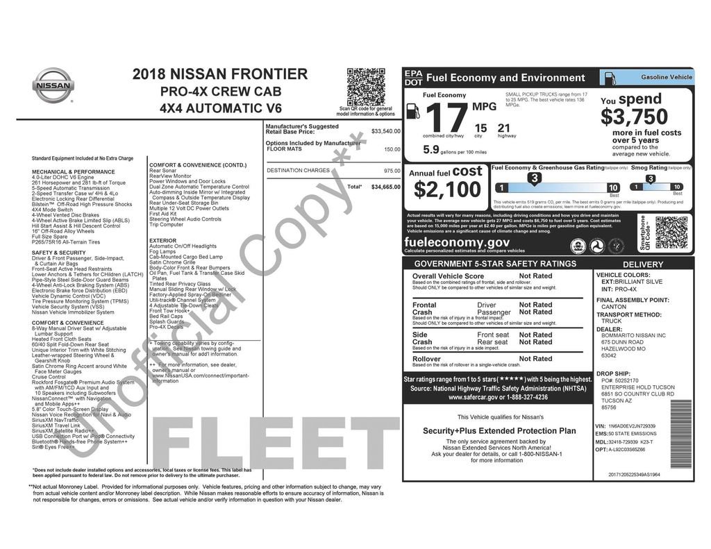 Used 2018 Nissan Frontier PRO-4X AWD/4WD image 2