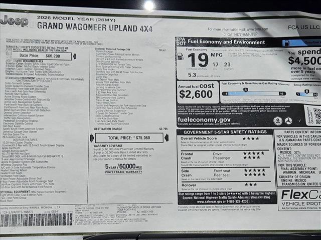 New 2026 Jeep Grand Wagoneer 4WD w/ Quick Order Packge 29V Upland image 19