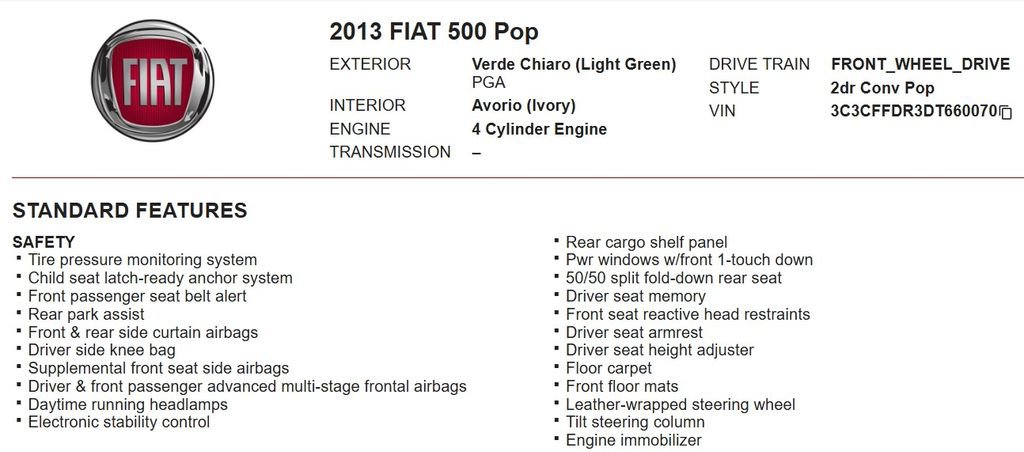 Used 2013 FIAT 500 Pop image 10