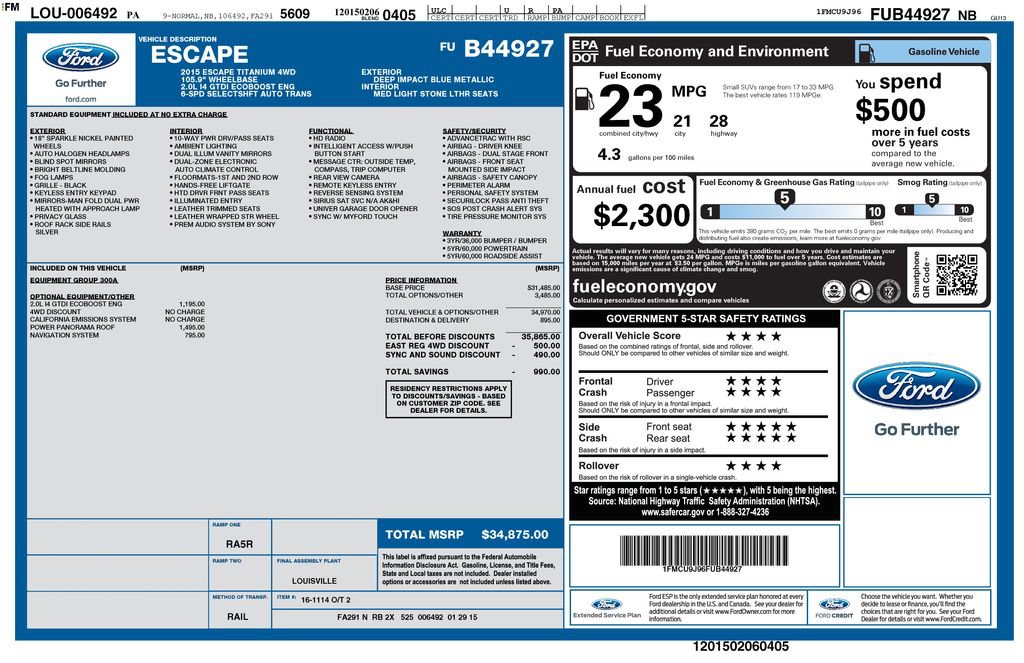 Used 2015 Ford Escape Titanium AWD/4WD image 3