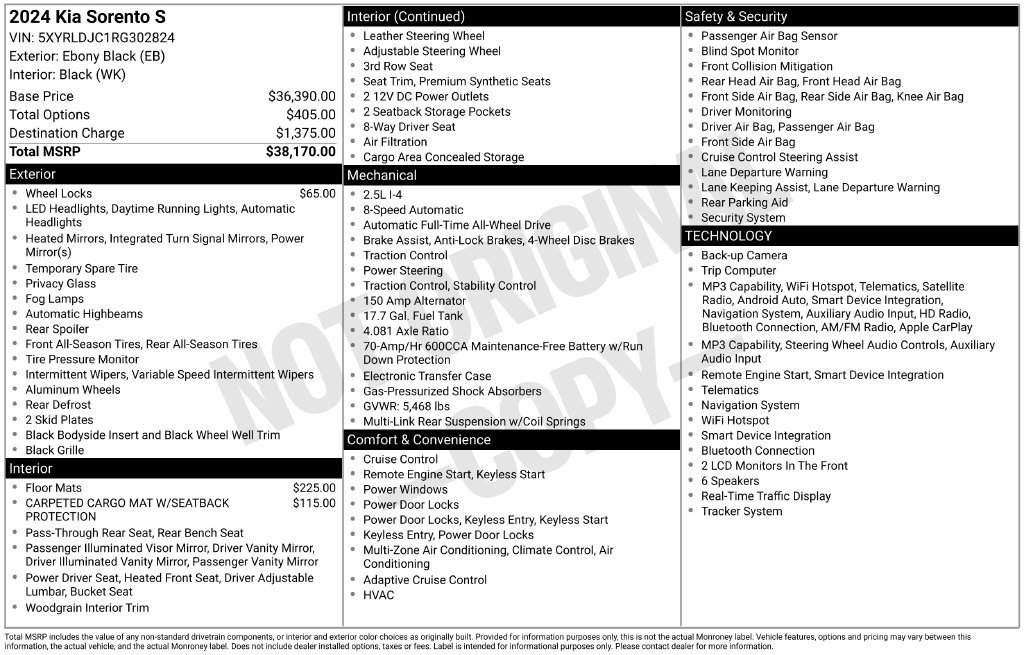 Certified 2024 Kia Sorento S AWD/4WD image 2