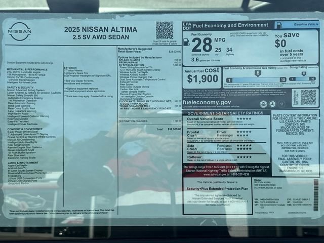 New 2025 Nissan Altima 2.5 SV w/ SV Special Edition Package image 8