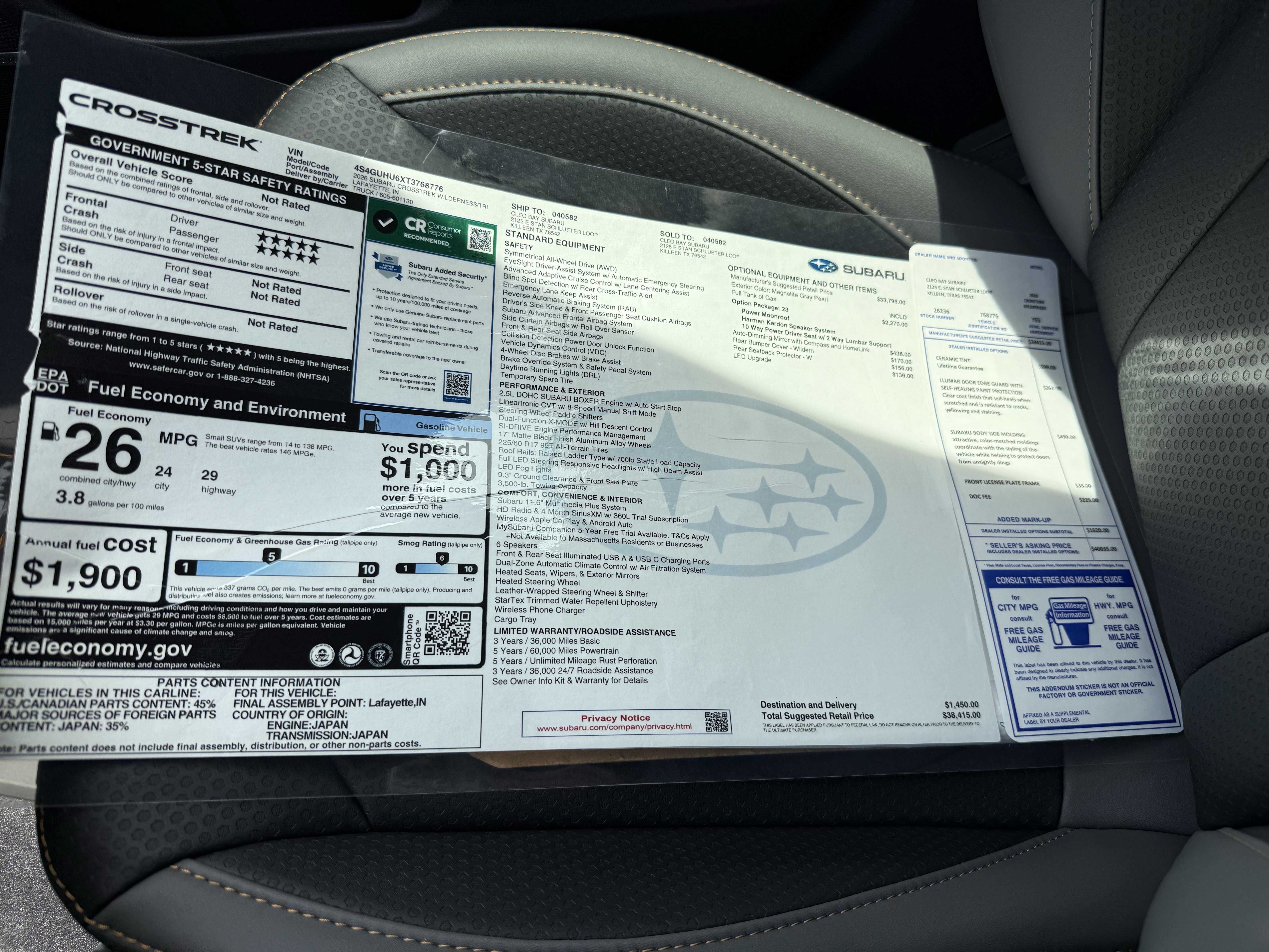 New 2026 Subaru Crosstrek 2.5i Wilderness AWD/4WD image 33
