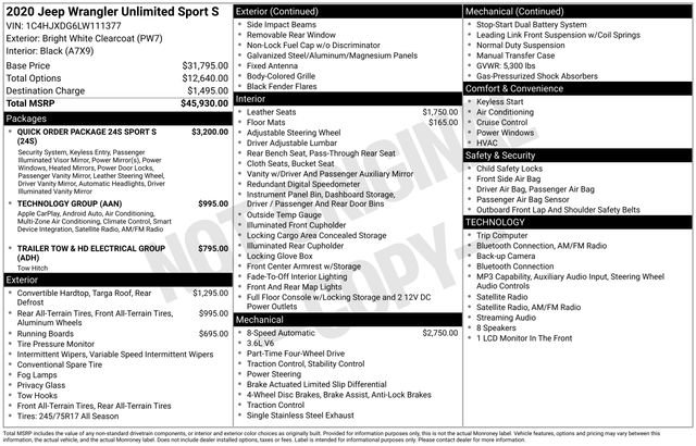 Used 2020 Jeep Wrangler Unlimited Sport S AWD/4WD image 5