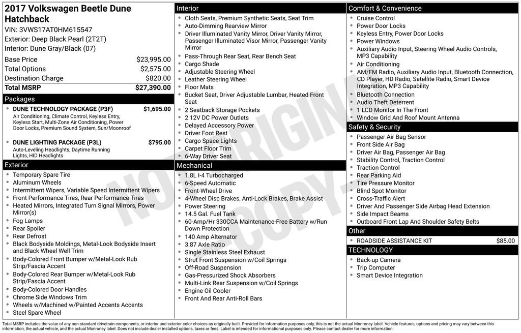 Used 2017 Volkswagen Beetle 1.8T Dune w/ Dune Technology Package FWD image 6