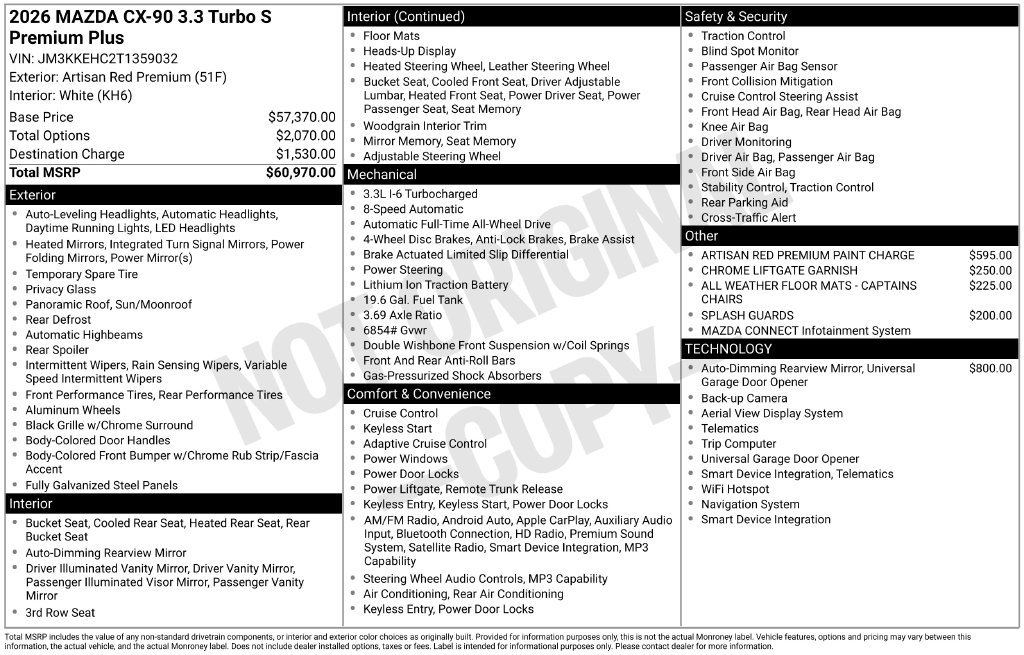 New 2026 MAZDA CX-90 3.3 Turbo S w/ Premium Plus AWD/4WD image 4